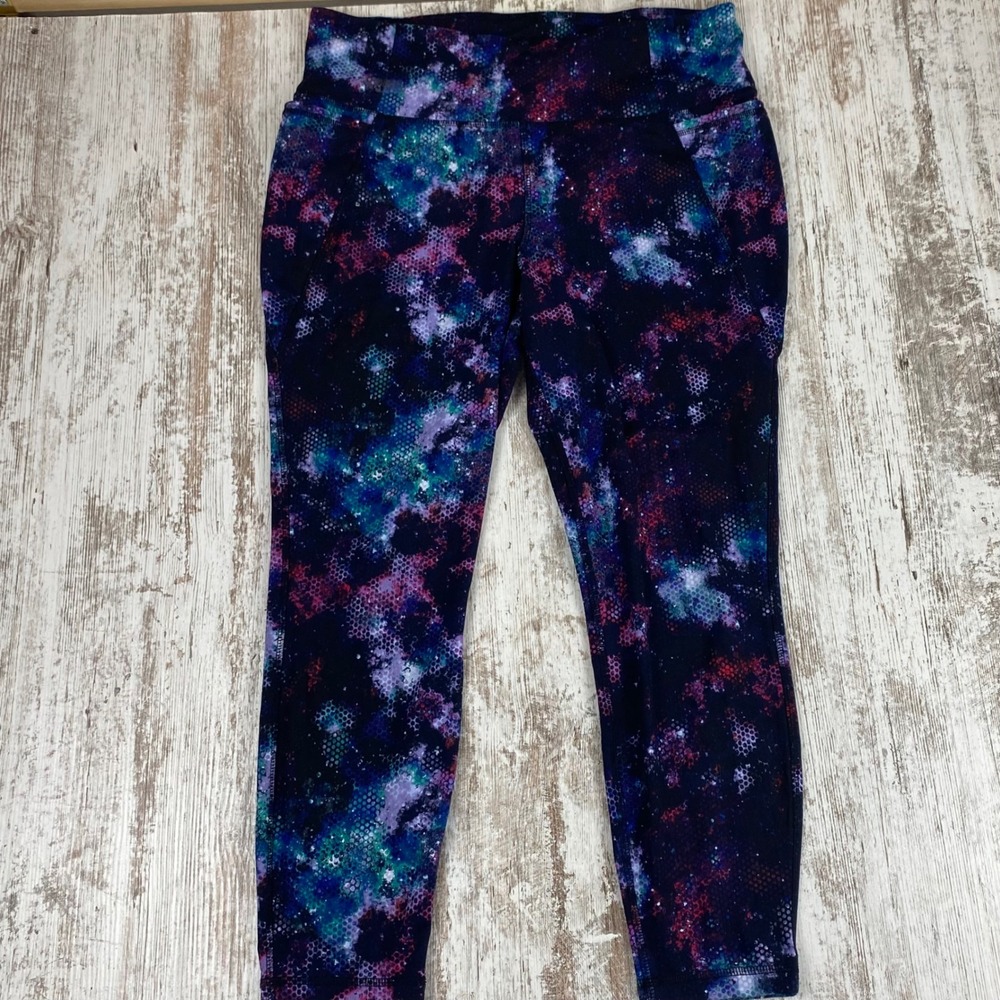 Lane Bryant LIVI Active Women's 18/20 Galaxy Print Capri Leggings PocketsWorkout